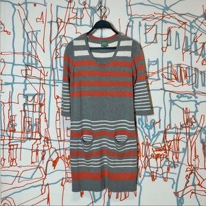 C&C California grey, orange, and white knit dress